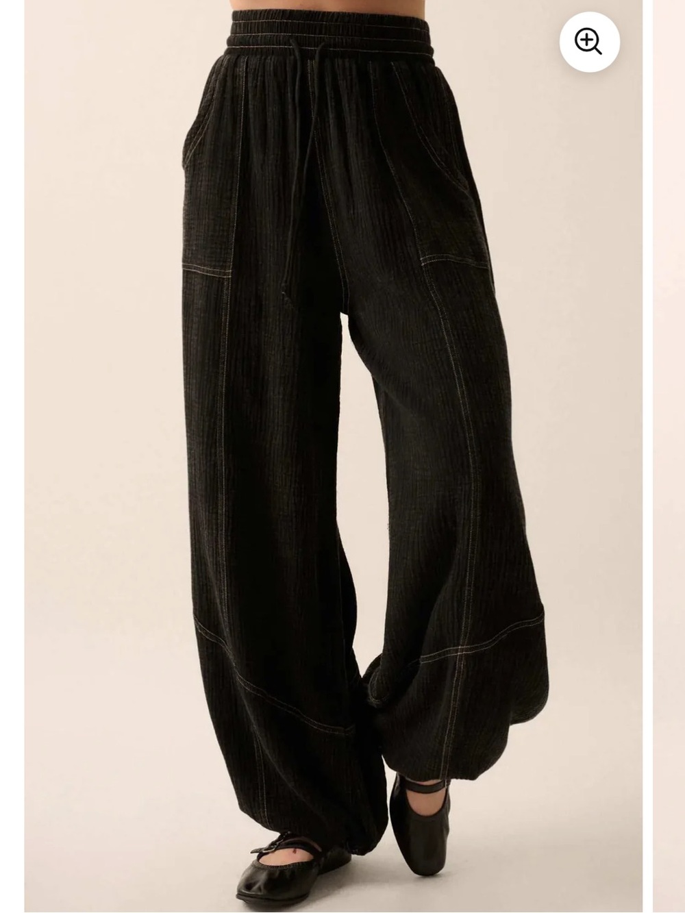 Promesa Jump In Crinkle Cotton Drawstring Parachute Pants